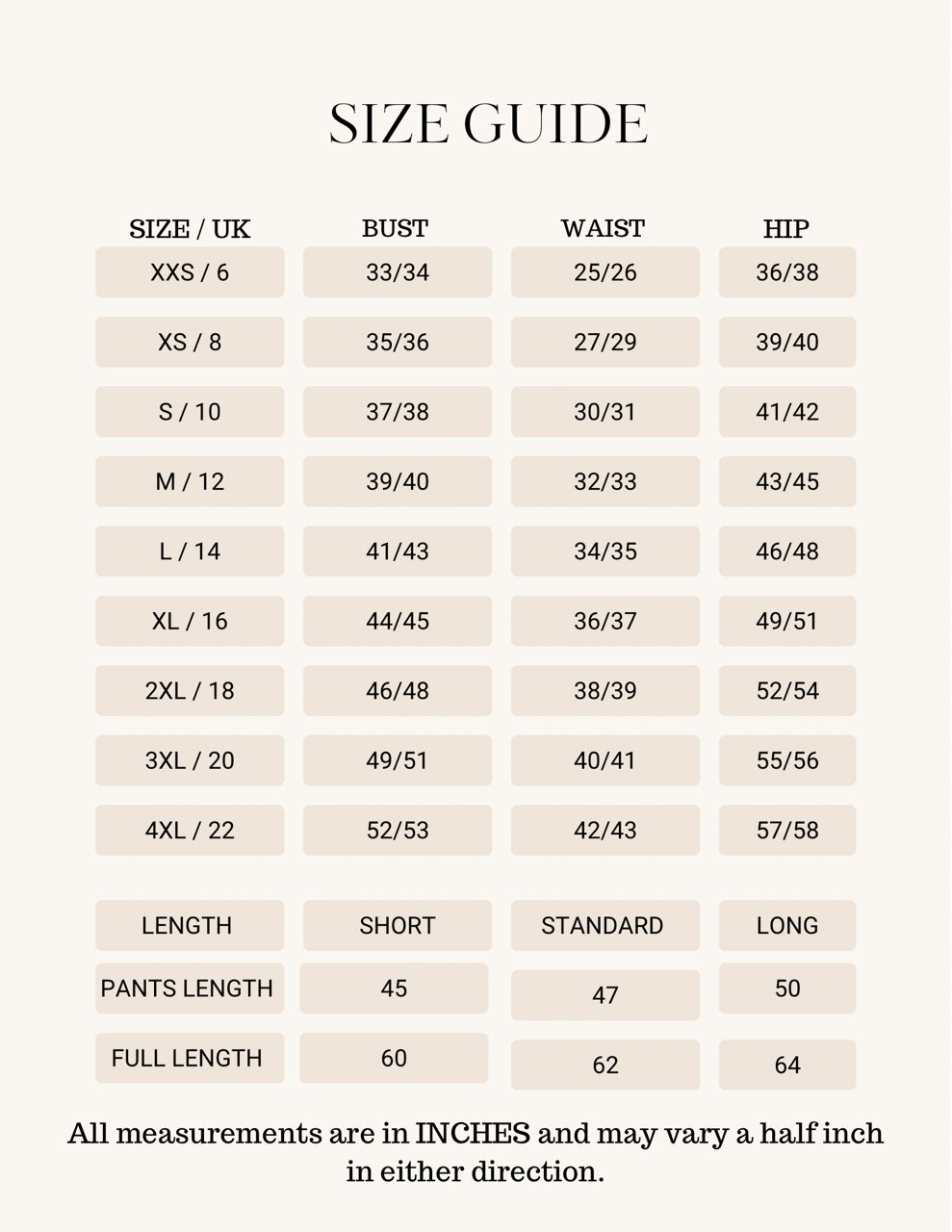 Size Guide