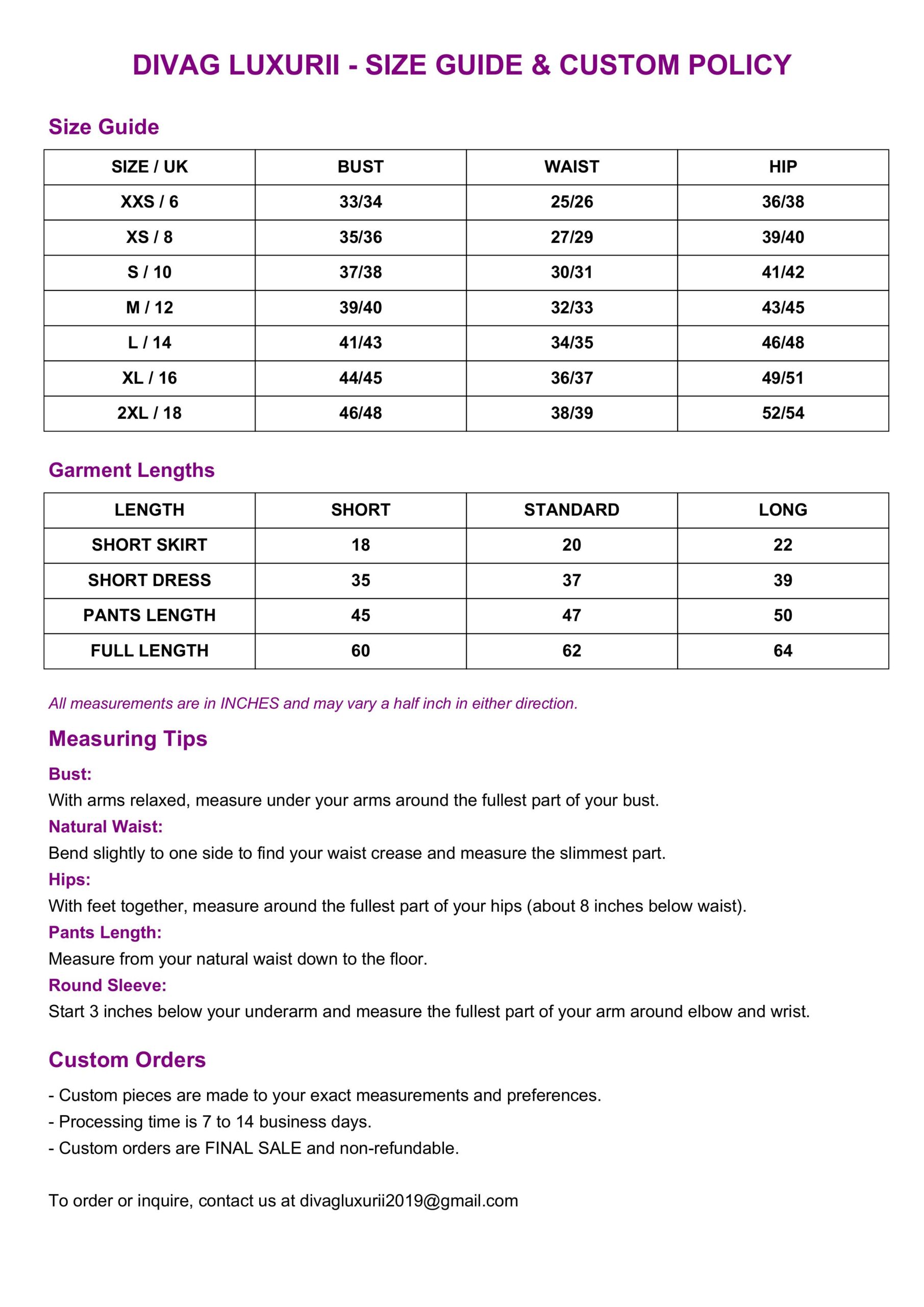 Size Guide